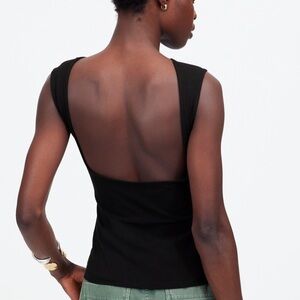 Madewell Women’s LARGE BLACK Low scoop back sleeveless Tee Tank top NWT